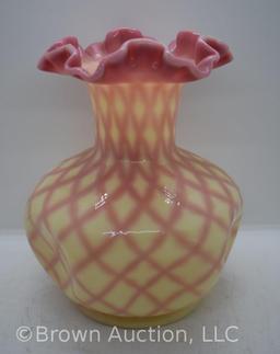 Fenton Burmese Diamond Optic 8" vase