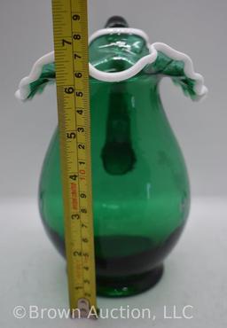 Fenton Emerald Snow Crest 7.5" pitcher