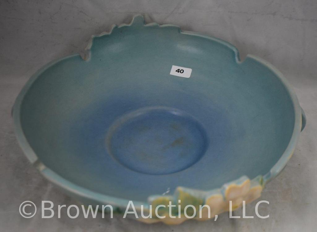 Roseville White Rose 392-10" console bowl, blue