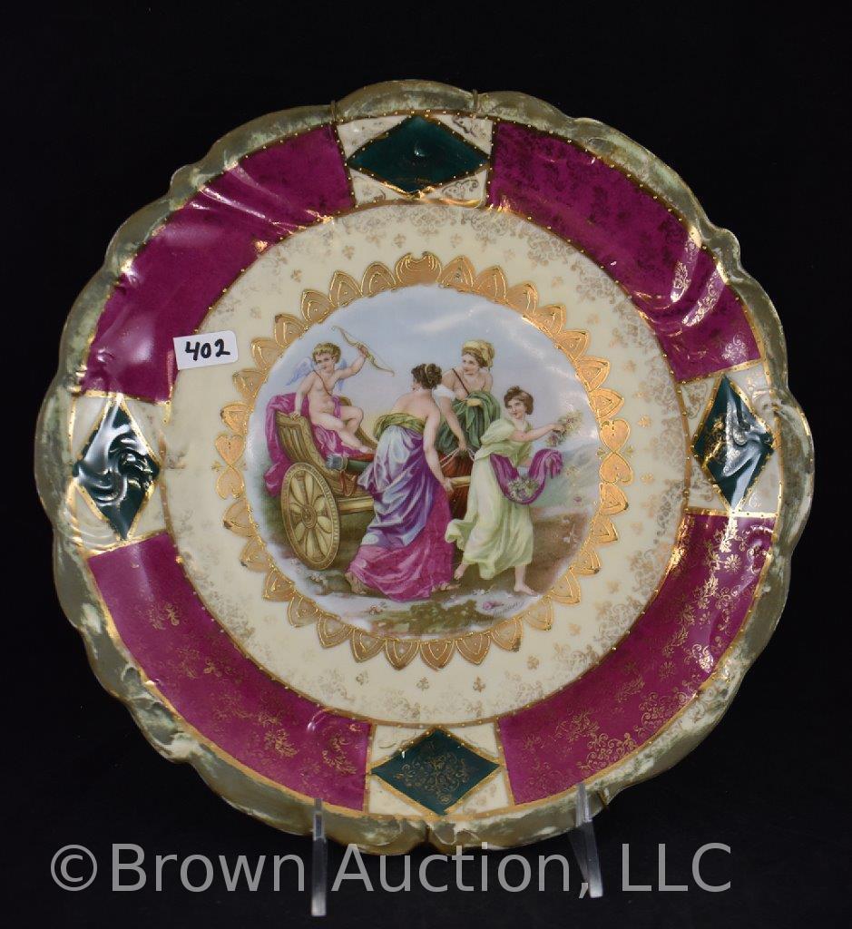 (2) Hand painted porcelain 11"d plates