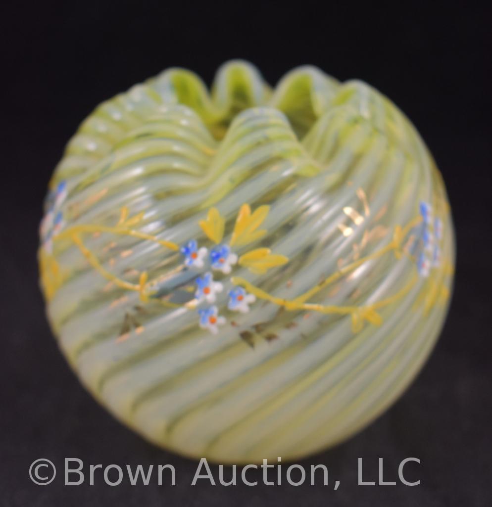 (3) Opalescent glass rose bowls