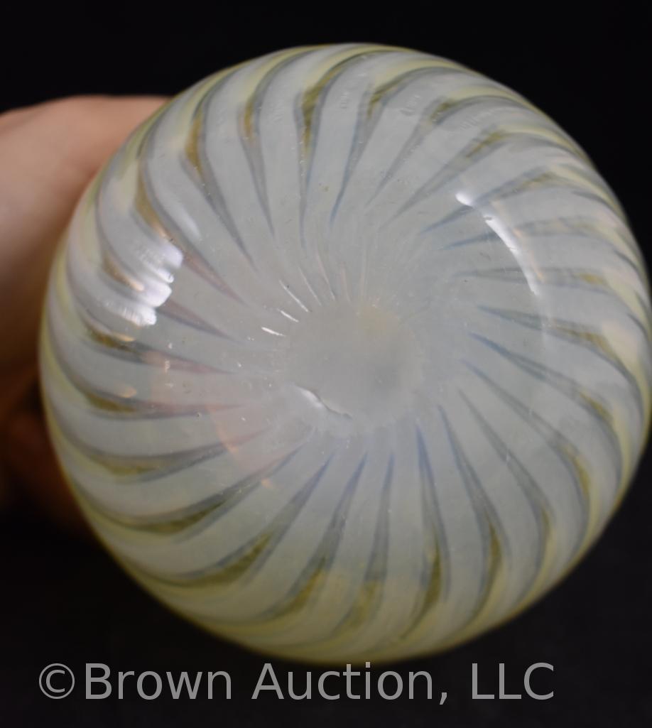 (3) Opalescent glass rose bowls