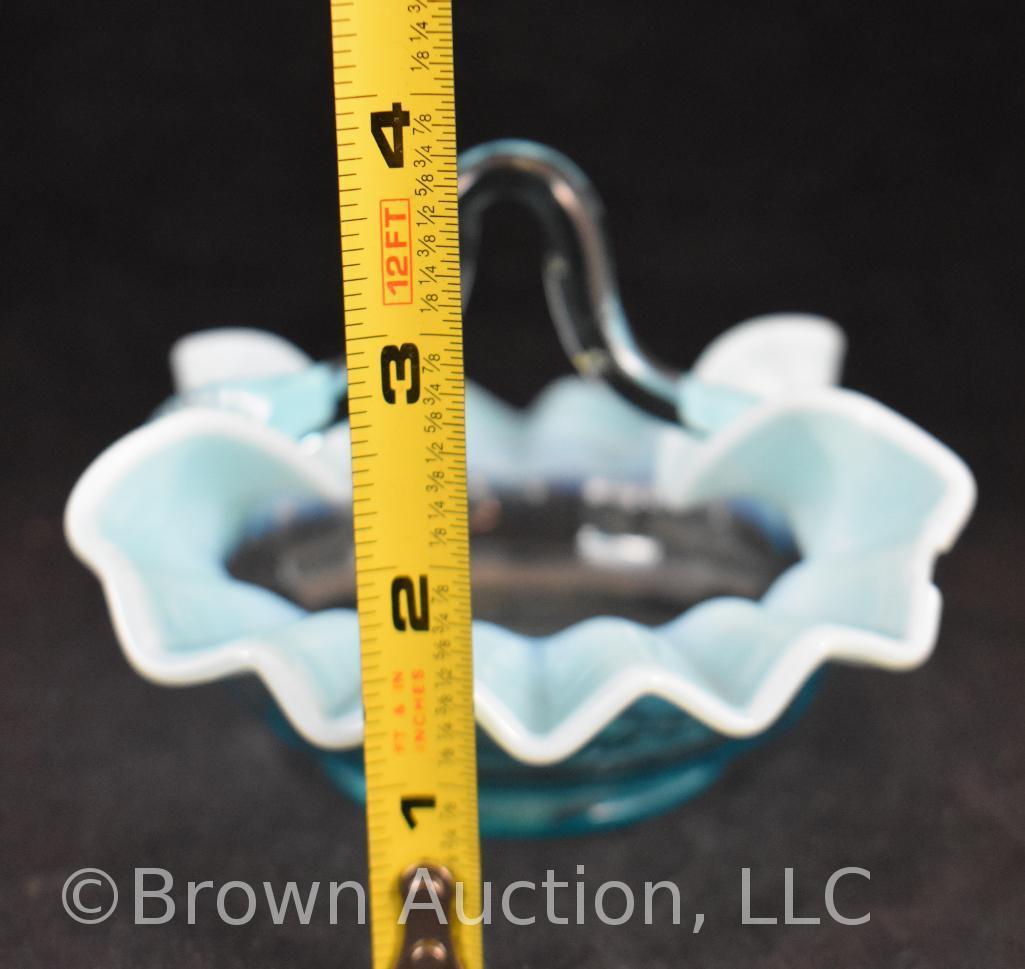 (3) Blue opalescent glass pieces