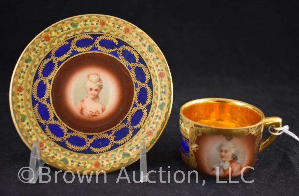 Mrkd. Czechoslovakia demitasse portrait cup and saucer set