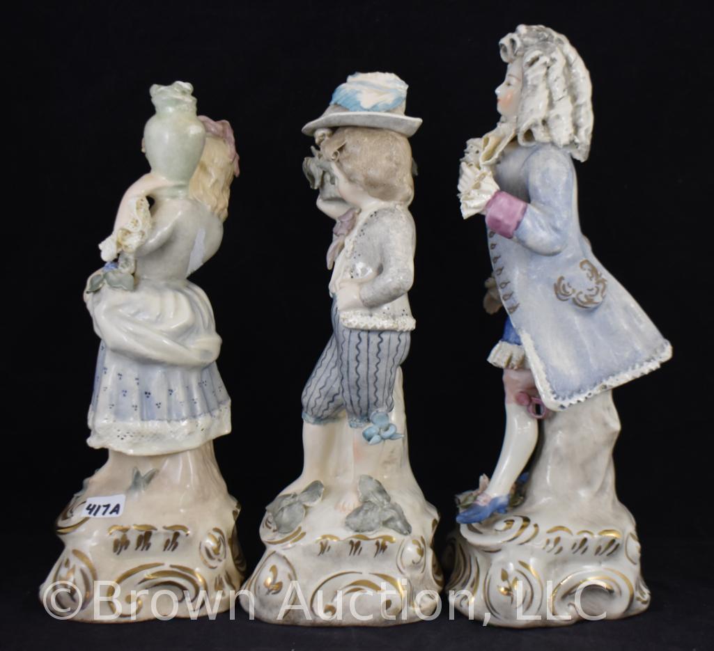 (3) Mrkd. Corday figurines, 10" and 11.5"