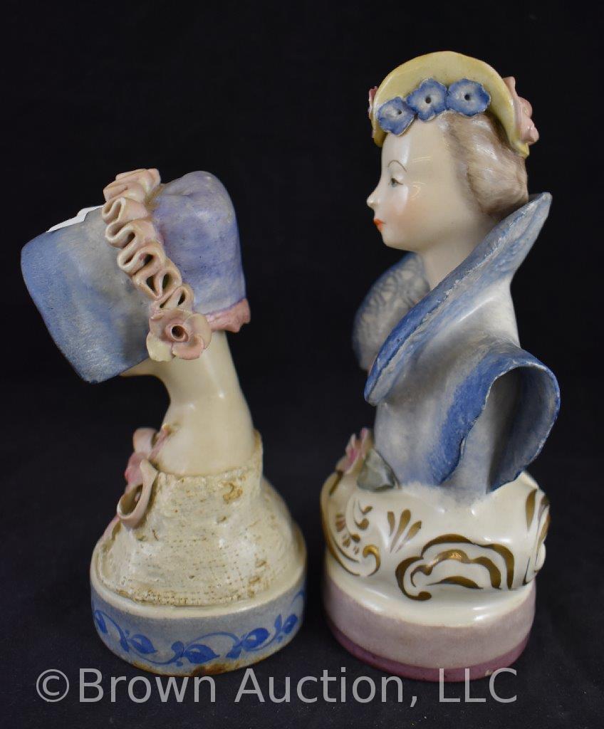 (2) Mrkd. Corday women figurines, 6" and 7"