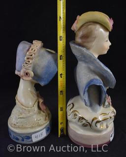 (2) Mrkd. Corday women figurines, 6" and 7"