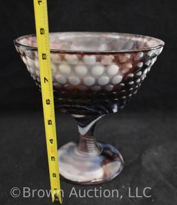 Purple slag glass 8"h compote