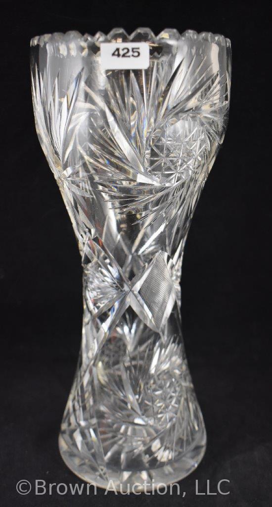 Cut Glass 12" corset-shaped vase