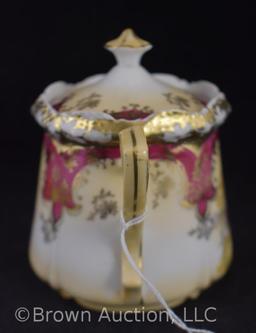 R.S. Prussia Stippled Mold sugar bowl w/lid