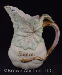 Mrkd. Hampshire Pottery 8" leaf/gourd pitcher