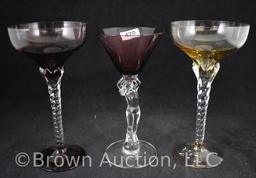 (3) Elegant stemmed wine glasses