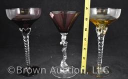 (3) Elegant stemmed wine glasses