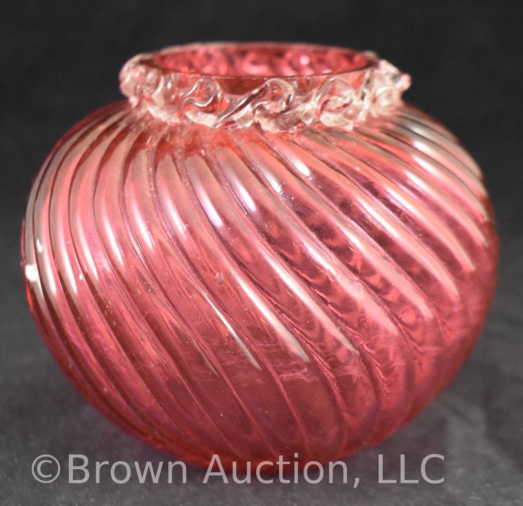 (3) Assorted glass rose bowls