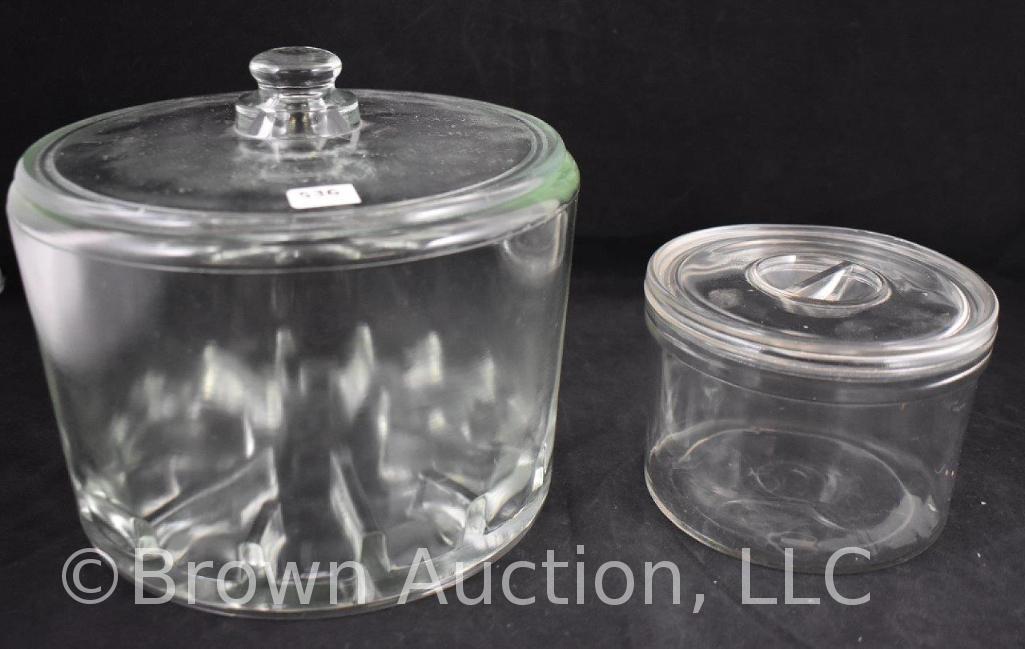 Sanitary Cheese Preserver' jar w/lid + smaller round jar w/lid