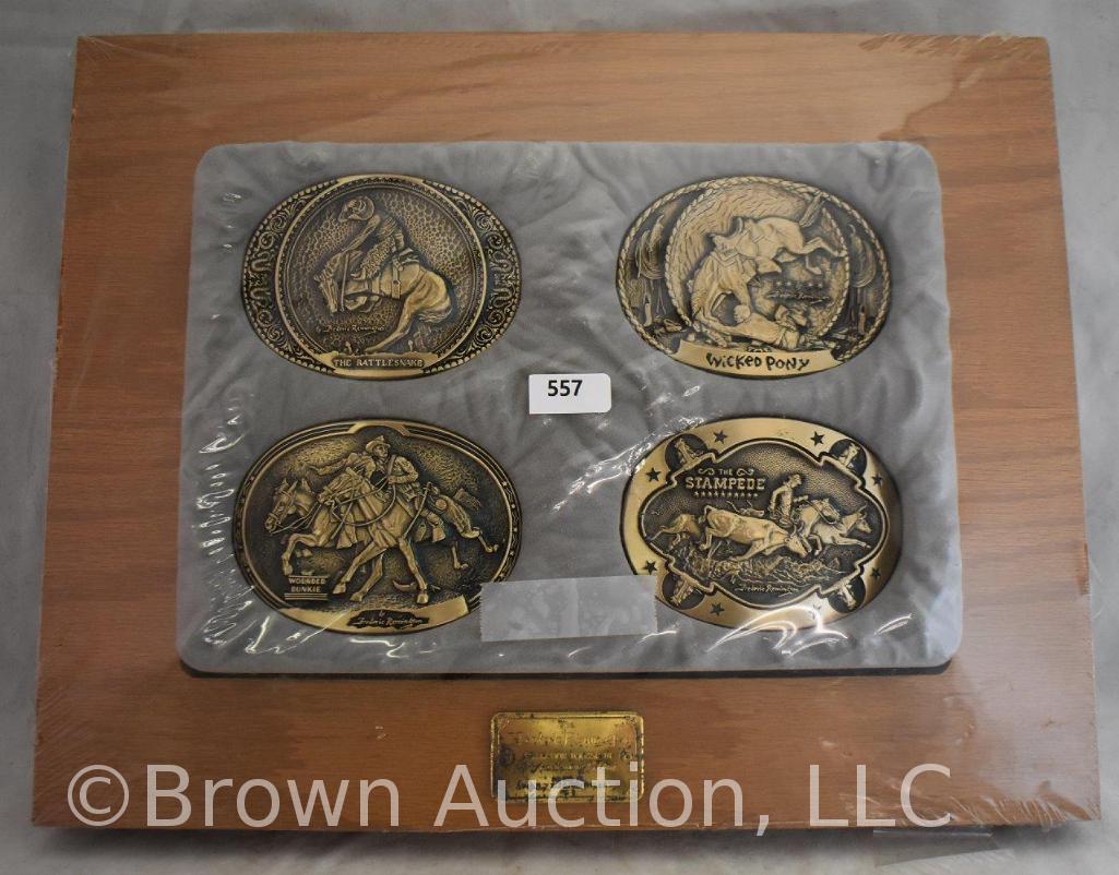 (4) Framed belt buckles - Frederic Remington