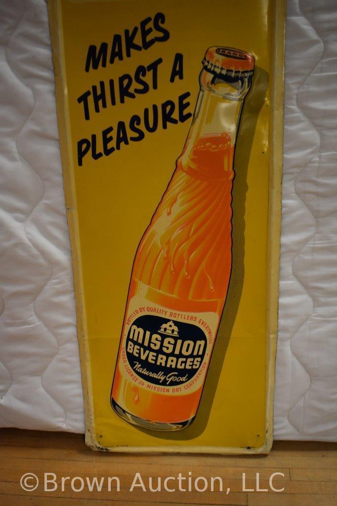 Mission Orange Soda sst embossed vertical advertising sign