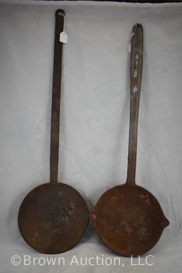 (2) Cast Iron camp fire long handle spoons