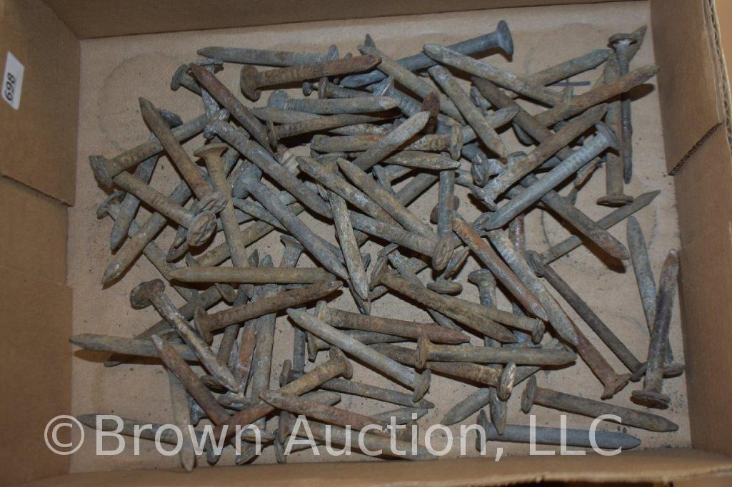 Box lot of approx. 100 assorted dated RR nails