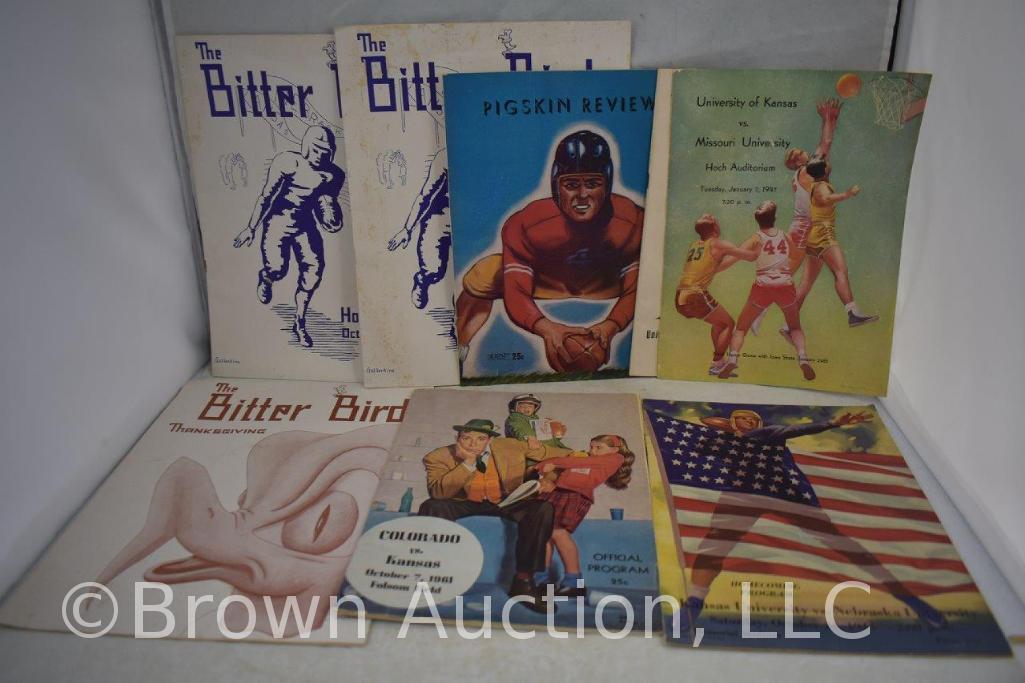 Assortment of old programs from Kansas University - basketball and football