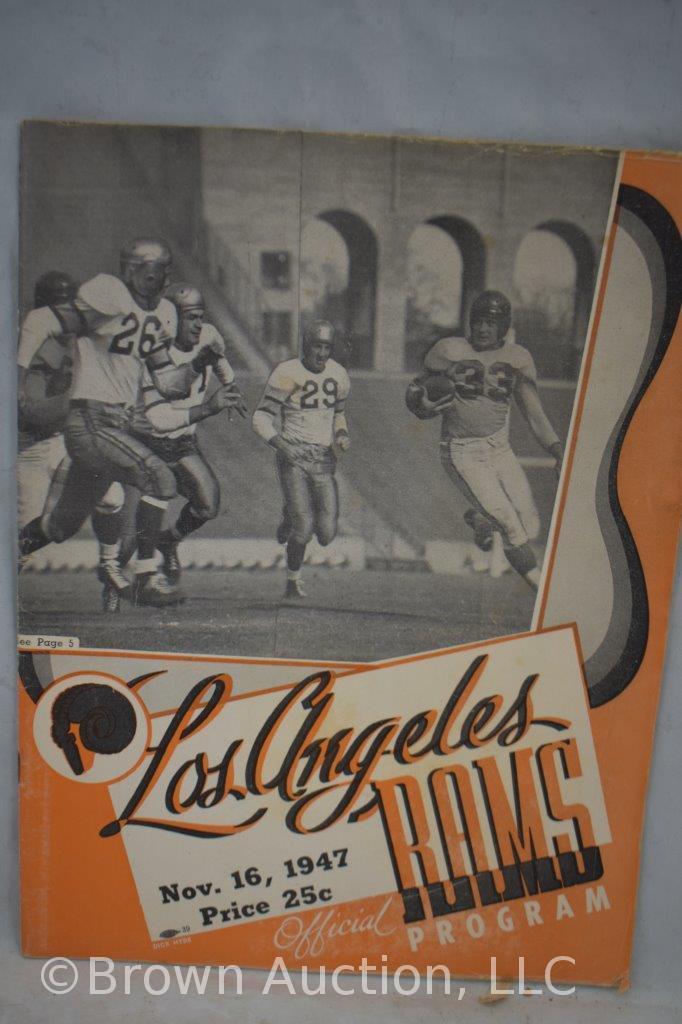 Assortment of old programs from baseball and football games, 1944 Ice Capades, 1954 Tournament of