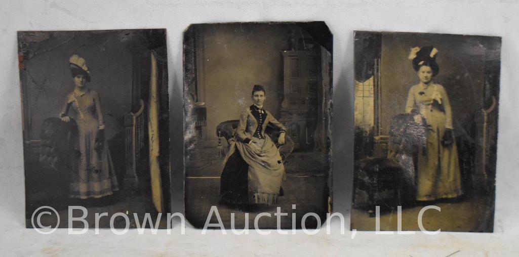 (3) Old tin type photos