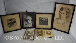 (6) Old family photographs + sweet print titled "First Real Sorrow"