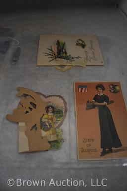 (21) Old Valentine, Easter and sympathy post cards and greeting cards