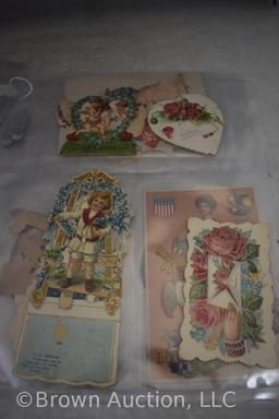 (21) Old Valentine, Easter and sympathy post cards and greeting cards