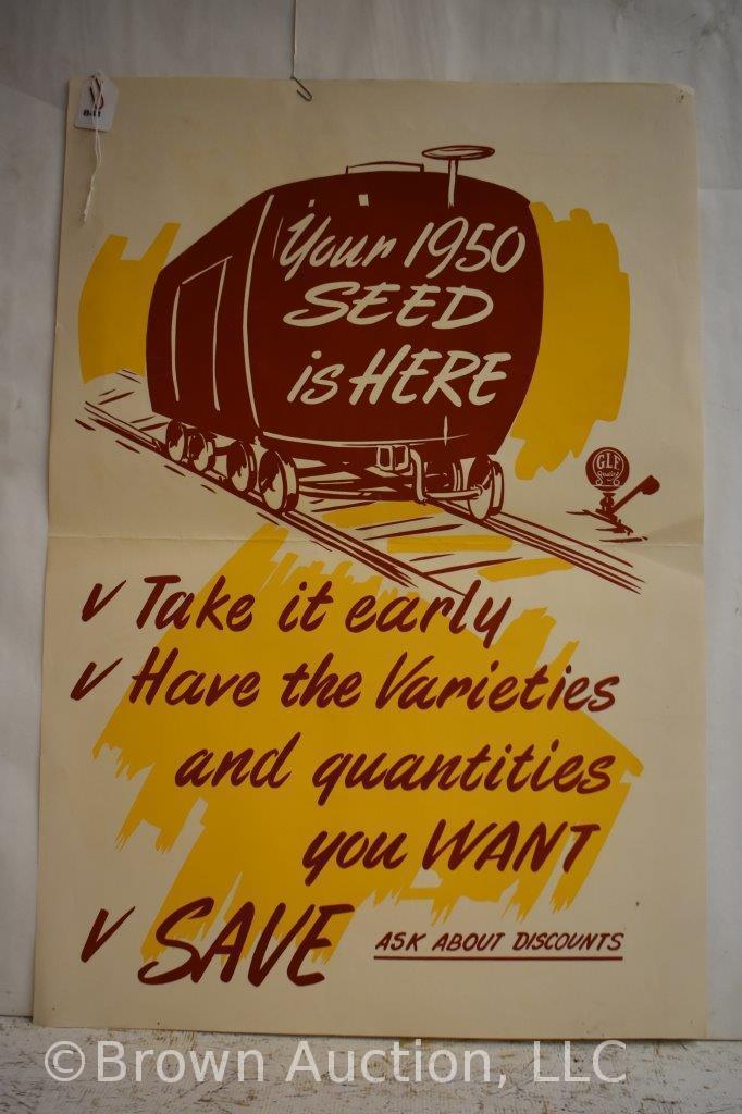 Advertising poster - G.L.F. Quality Seed - "Your 1950 Seed is Here"