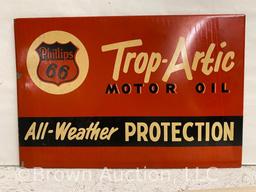 Phillips 66 Trop-Artic Motor Oil SST rack-topper sign