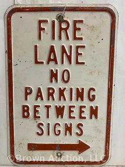 Fire Lane No Parking embossed metal sign