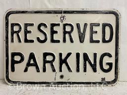 Reserved Parking embossed metal sign