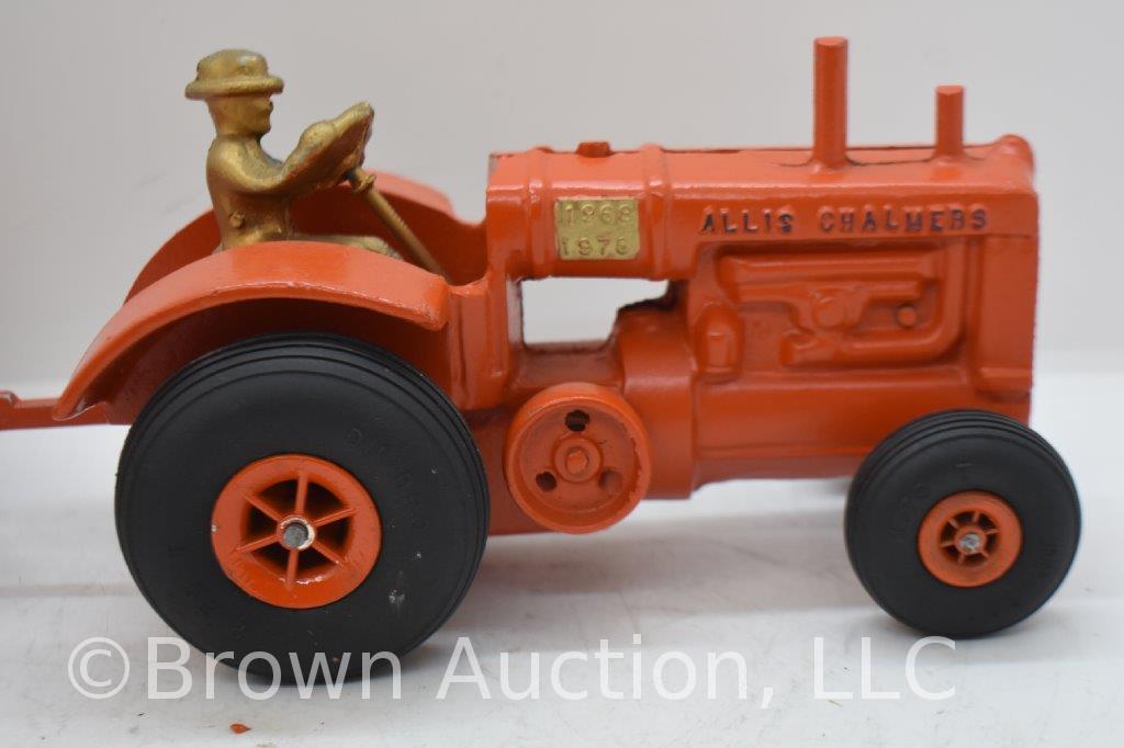 Allis-Chalmers cast iron tractor with grain drill