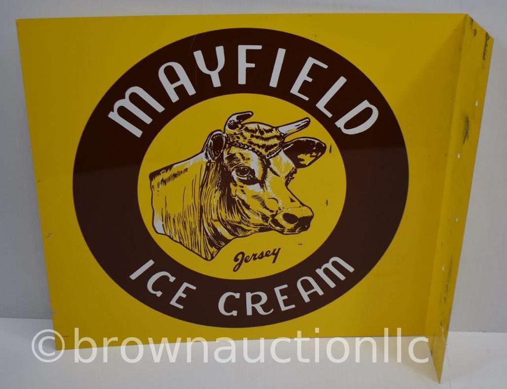 Mayfield Ice Cream dbl. sided tin flange sign