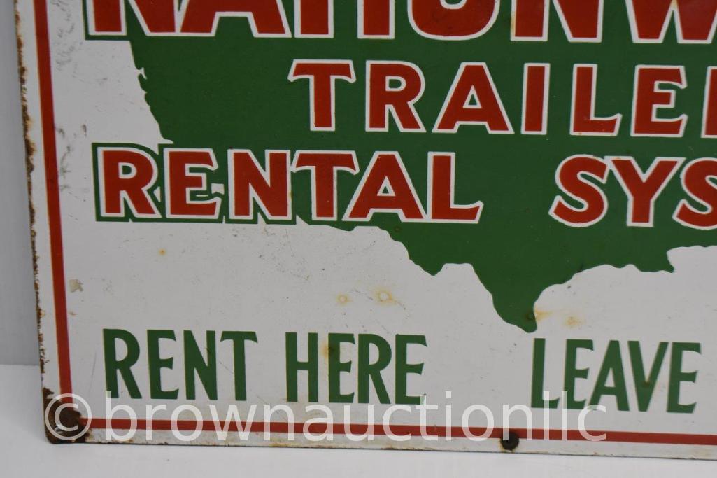 Nationwide Trailer Rental System single sided porcelain sign