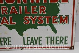 Nationwide Trailer Rental System single sided porcelain sign