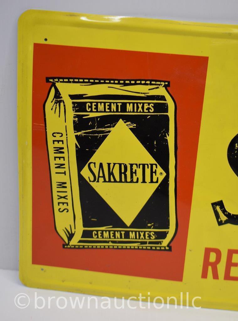 Sakrete Cement Mixes single sided tin embossed sign