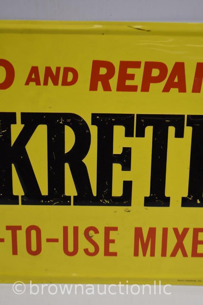 Sakrete Cement Mixes single sided tin embossed sign