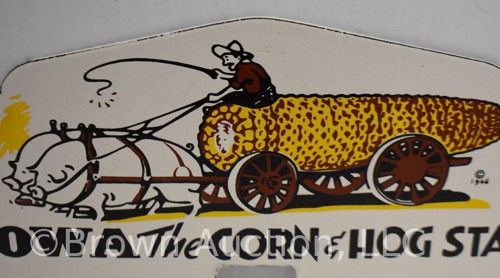 Iowa The Corn and Hog State porcelain tag topper