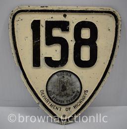 Virginia State Highway 158 pot metal shield sign