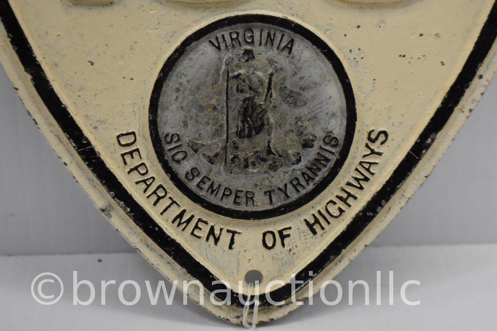 Virginia State Highway 158 pot metal shield sign