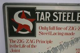 Star Steel Belting Lacing single sided tin embossed sign