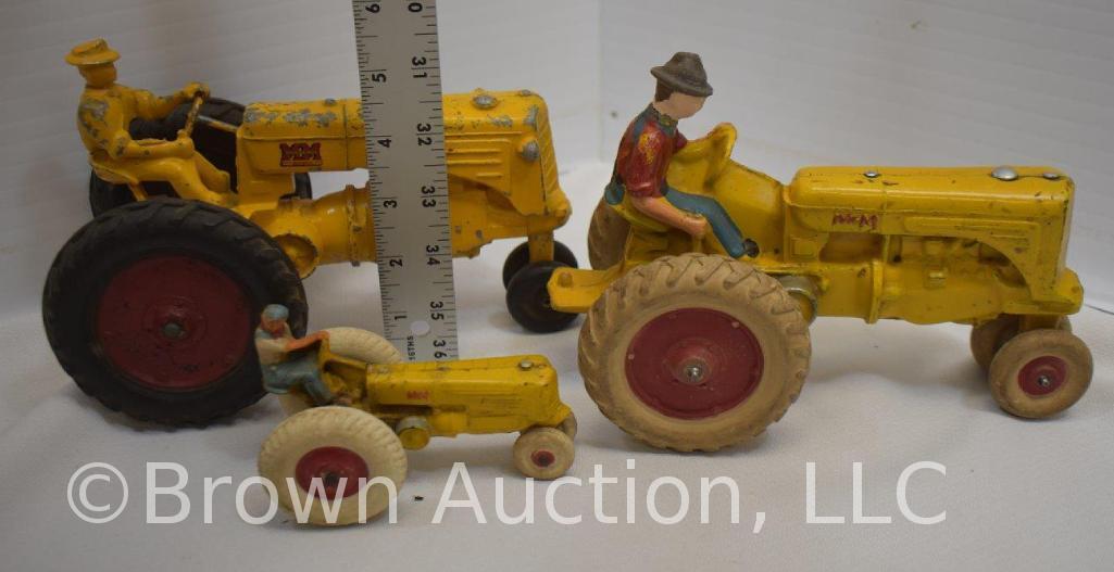 (3) Old Minneapolis-Moline toy tractors w/rubber wheels