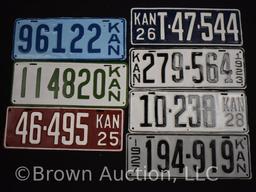 (7) Kansas license tags - 1920's and earlier