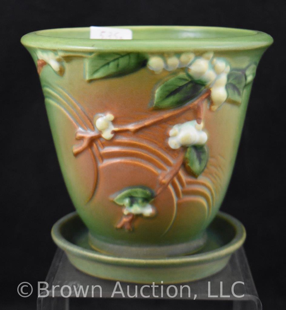 Roseville Snowberry 1PS-5" flower pot/saucer, green