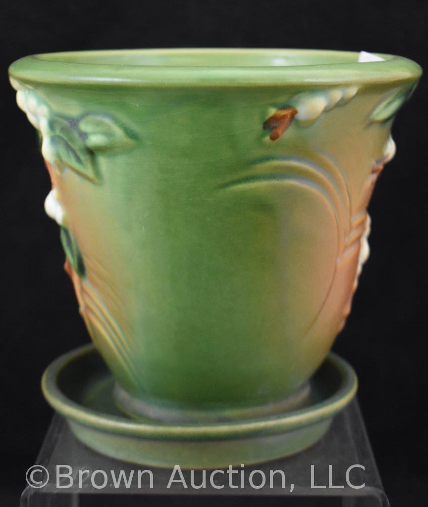 Roseville Snowberry 1PS-5" flower pot/saucer, green