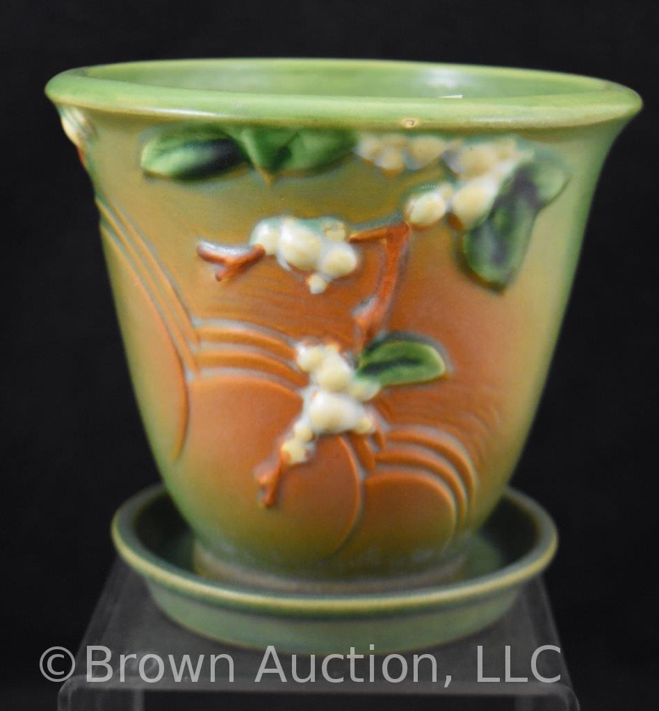 Roseville Snowberry 1PS-5" flower pot/saucer, green