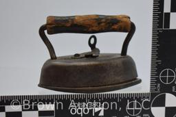 (3) Small sad irons w/wooden handles