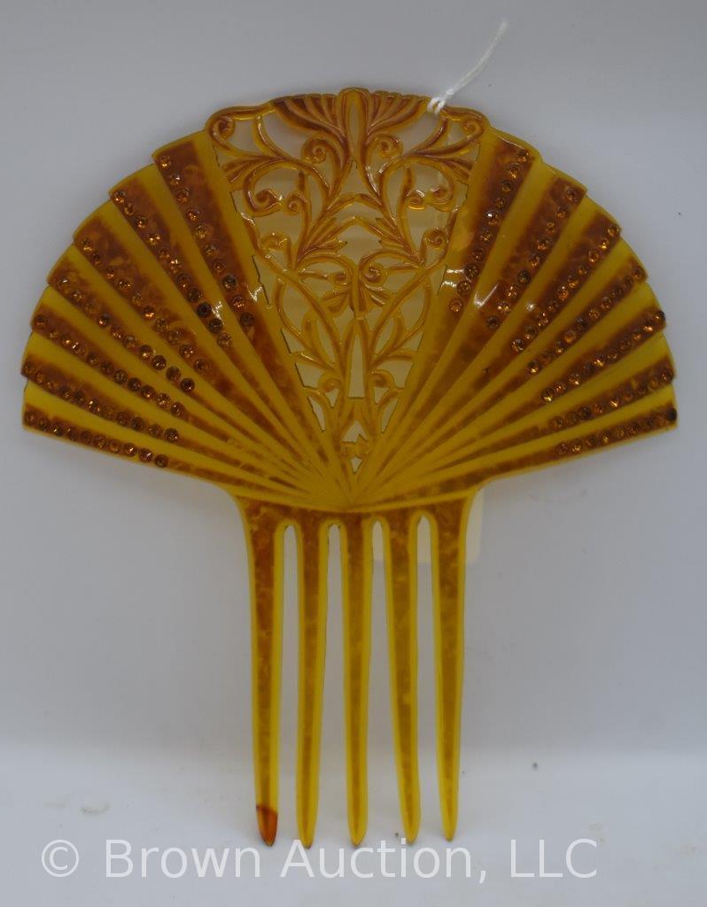 (2) Art Deco celluloid hair combs